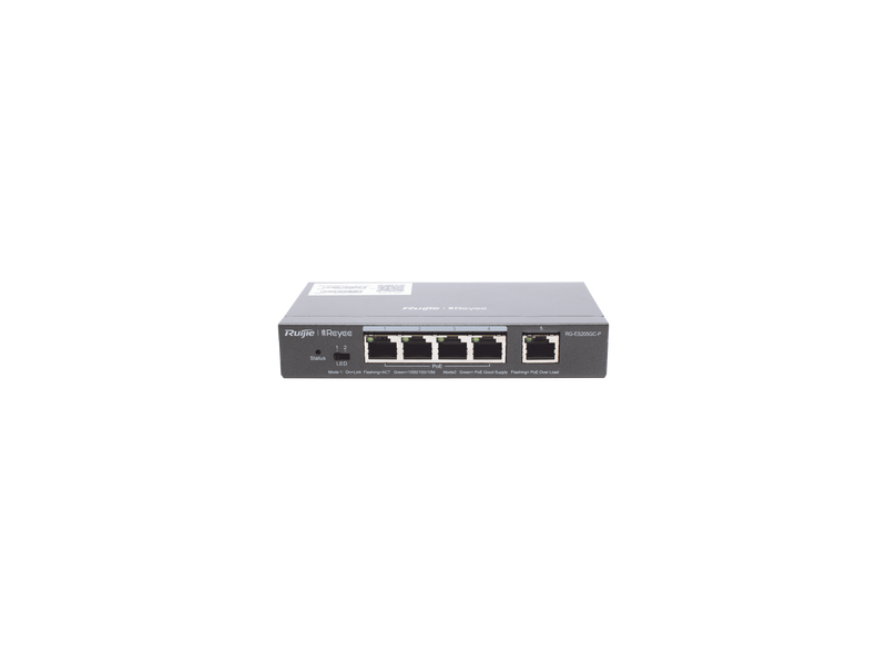 Switch Ruijie PoE Inteligente Administrable en la Nube de 5 Puertos Gigabit, 4 PoE+, 54W. Switch Ruijie PoE Inteligente Administrable en la Nube de 5 Puertos Gigabit, 4 PoE+, 54W.