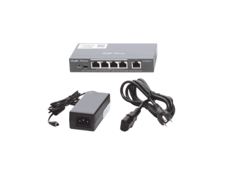 Switch Ruijie PoE Inteligente Administrable en la Nube de 5 Puertos Gigabit, 4 PoE+, 54W.