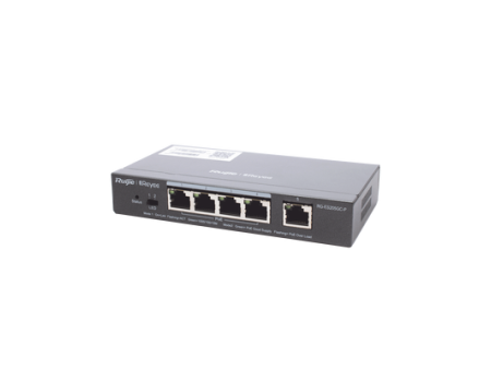 Switch Ruijie PoE Inteligente Administrable en la Nube de 5 Puertos Gigabit, 4 PoE+, 54W.