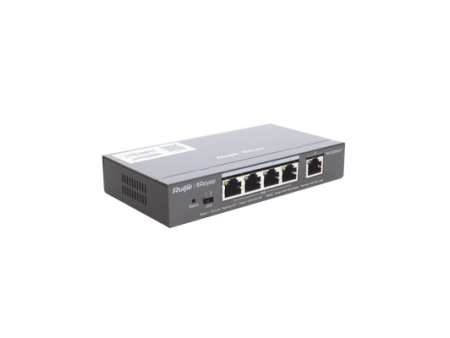 Switch Ruijie PoE Inteligente Administrable en la Nube de 5 Puertos Gigabit, 4 PoE+, 54W.